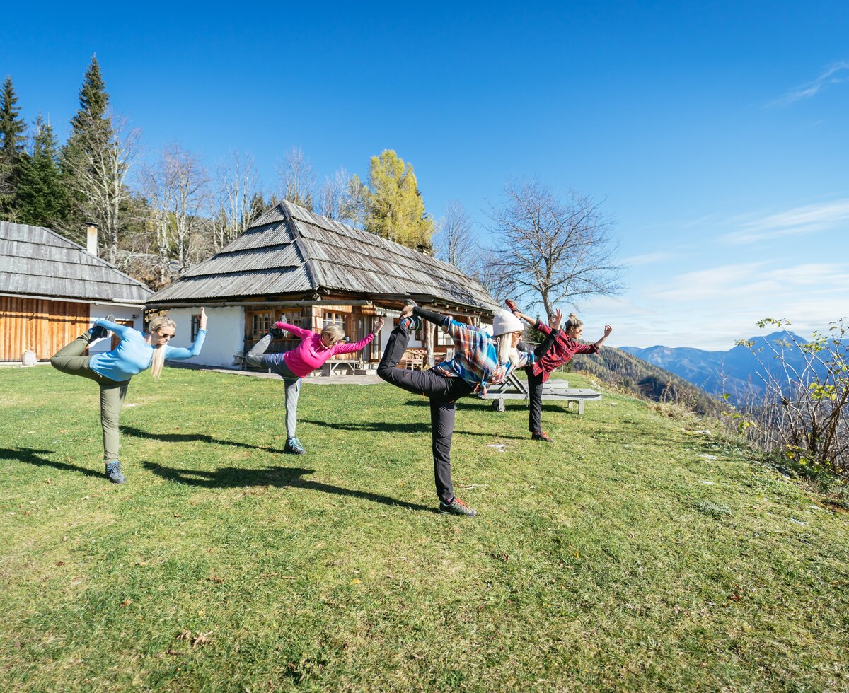 Yoga auf der Alm | © Urlaub am Bauernhof Kärnten/ Daniel Gollner Freundinnen machen Yoga auf der Alm | © Urlaub am Bauernhof Kärnten/ Daniel Gollner