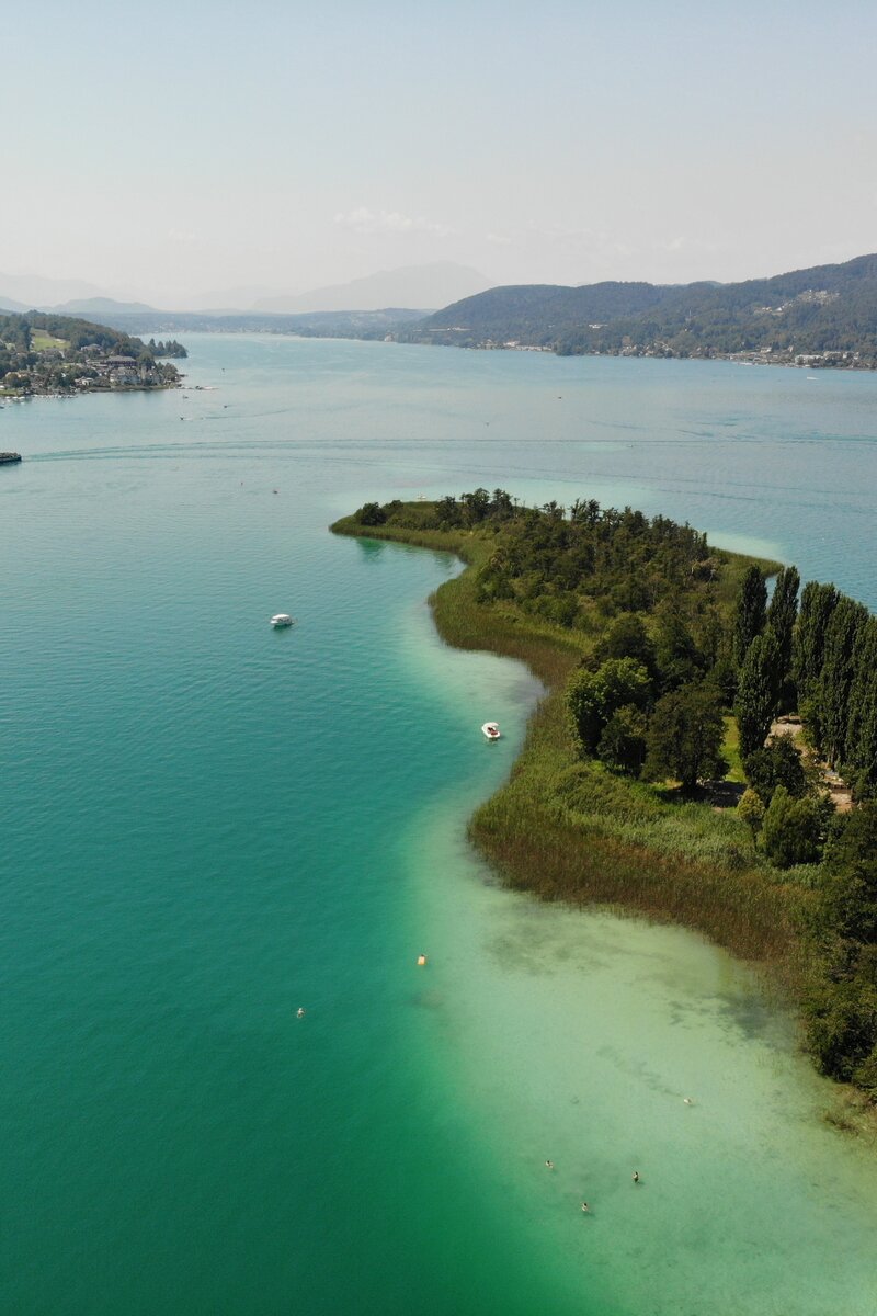 Blumeninsel in Pörtschach von oben | © Pichler-Koban / Wörthersee Tourismus GmbH