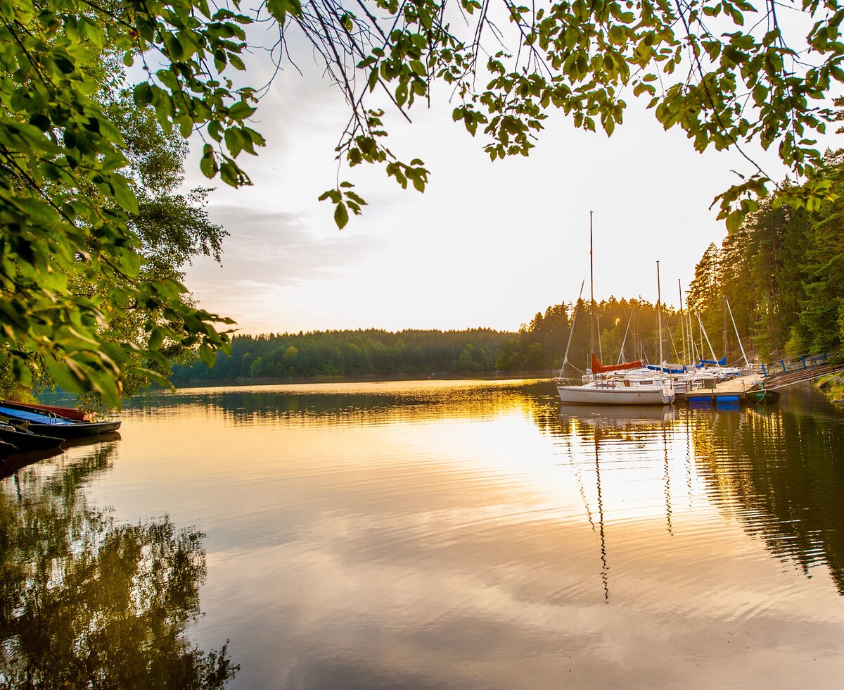 Evening atmosphere at the landing stage of the boats at the Ottenstein reservoir in the Waldviertel region | © Waldviertel Tourismus / Studio Kerschbaum