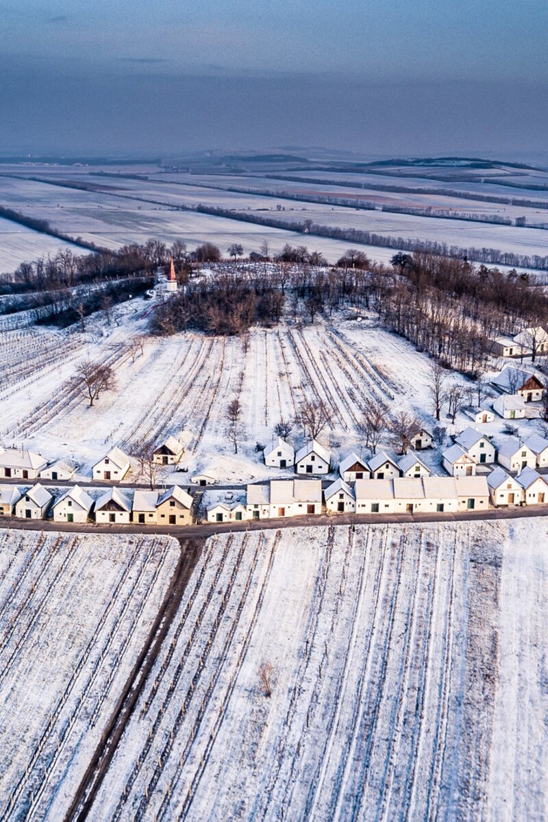 Panoramaaufnahme Kellergasse im Winter | © Niederösterreich Werbung / Robert Herbst