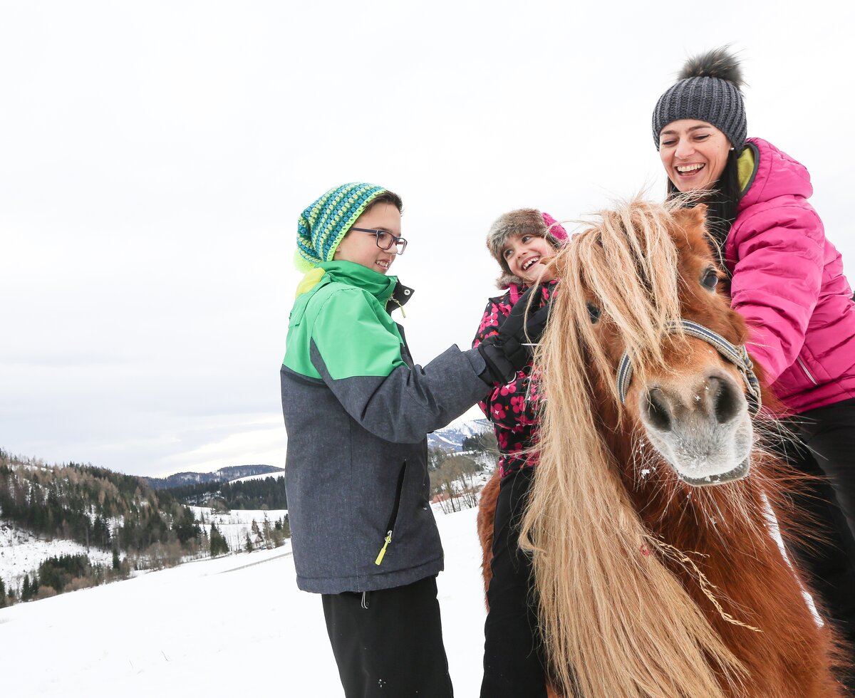 Children with pony | © Niederösterreich Werbung / schwarz-koenig.at Children stroke pony | © Niederösterreich Werbung / schwarz-koenig.at