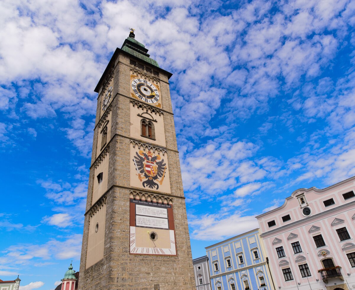 Mittelalterlicher Stadtturm in Enns | © Tourismus & Stadtmarketing Enns GmbH / Wolfgang Simlinger Mittelalterlicher Stadtturm am Hauptplatz in Enns, Zentralraum | © Tourismus & Stadtmarketing Enns GmbH / Wolfgang Simlinger