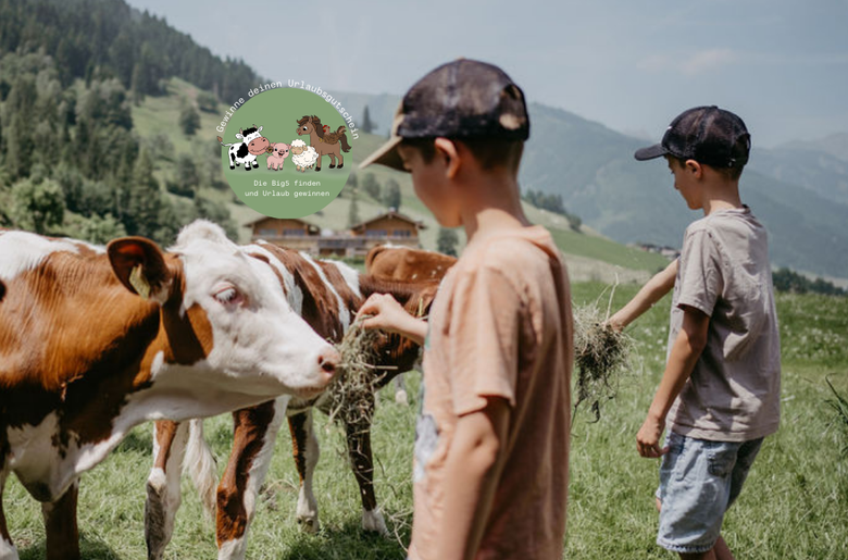 Buben füttern Kühe auf der Weide. | © Urlaub am Bauernhof SalzburgerLand/ Nadia Jabil Buben füttern Kühe auf der Weide. | © Urlaub am Bauernhof SalzburgerLand/ Nadia Jabil