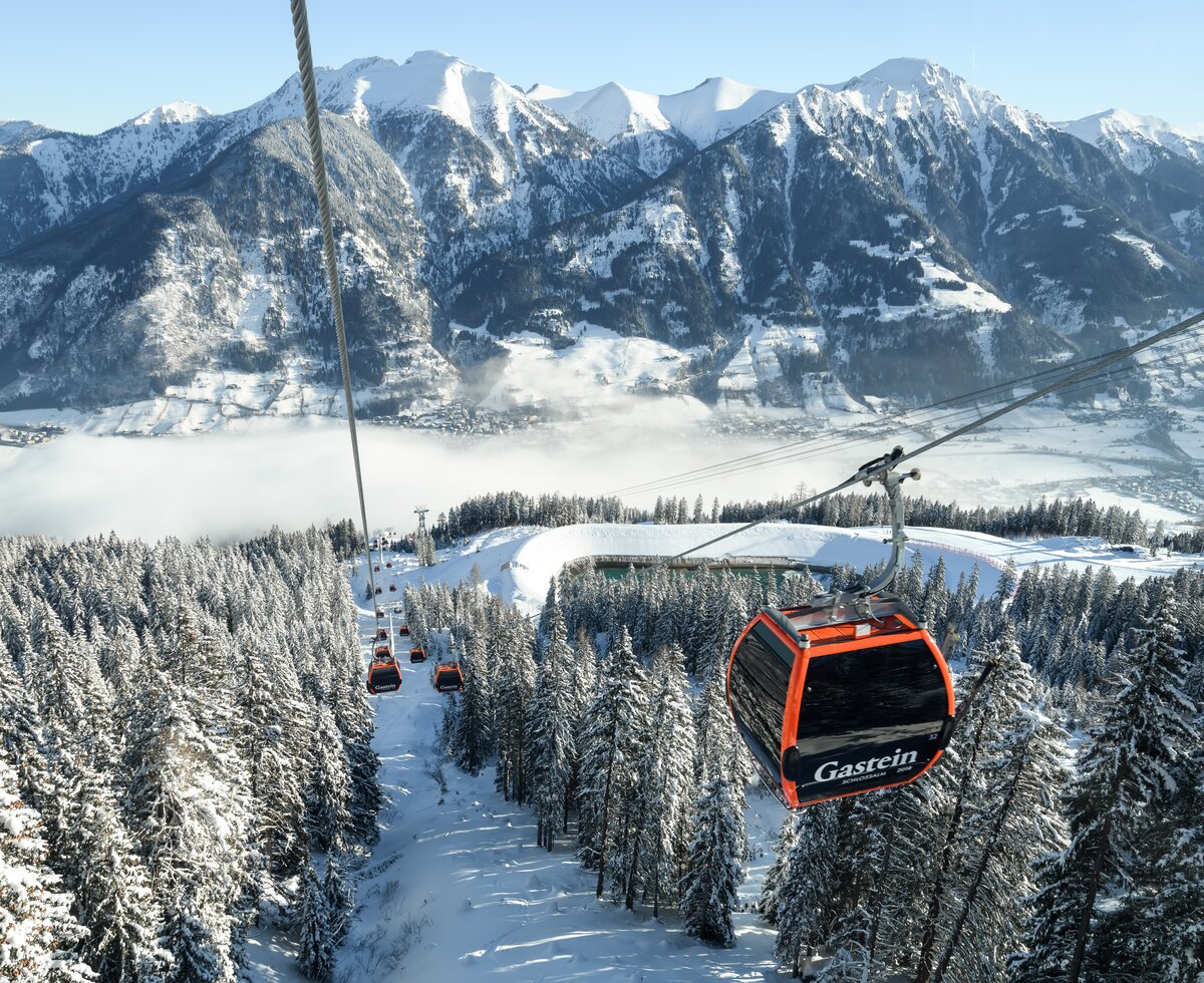 Schlossalmbahn Gasteinertal, Salzburger Land | © Gasteiner Bergbahnen AG / Marktl Photography Schlossalmbahn, Gondeln, Skifahren, Winter, Gasteinertal, Salzburger Land | © Gasteiner Bergbahnen AG / Marktl Photography