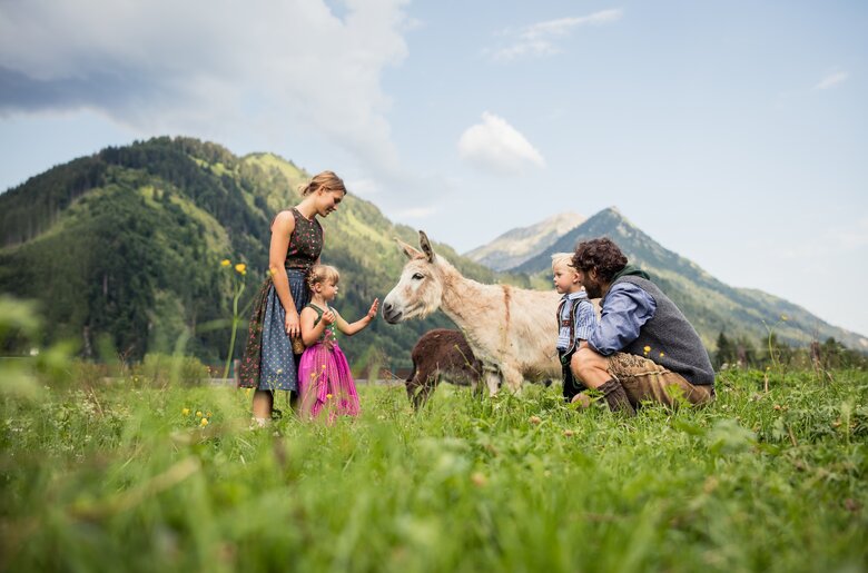 Familie mit Esel | ©  Tiroler Zugspitz Arena
