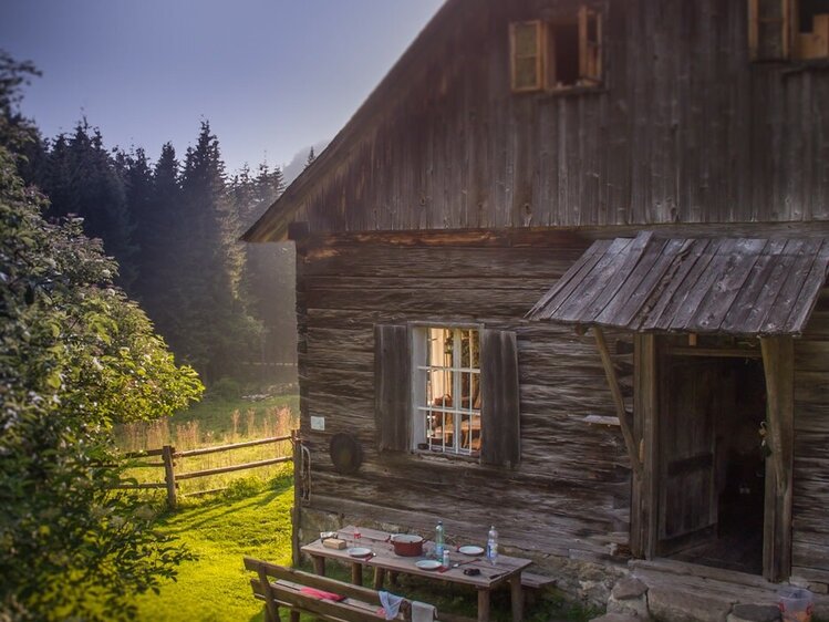 Almhütte Abendstimmung