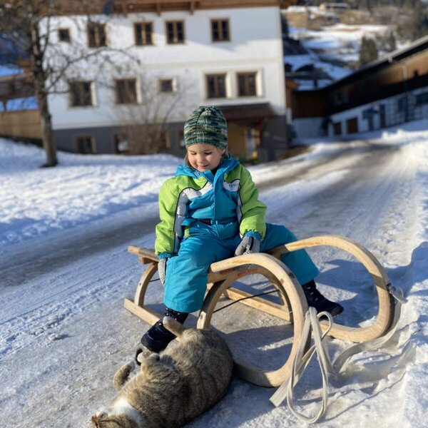 Schlittenfahrt vor dem Hof Winter