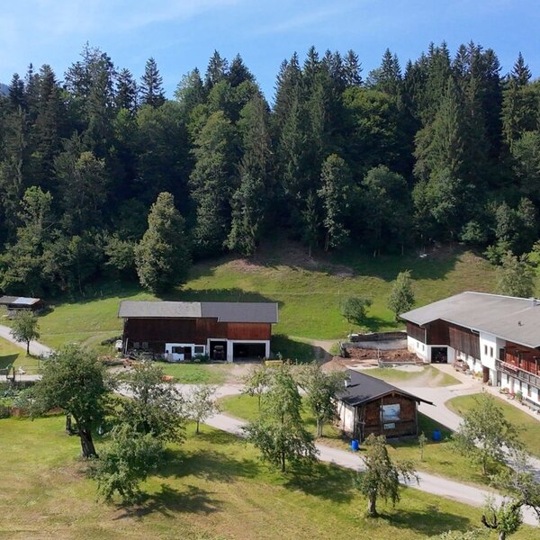 L'accogliente agriturismo, immerso in un idilliaco paesaggio di prati ai margini del bosco.